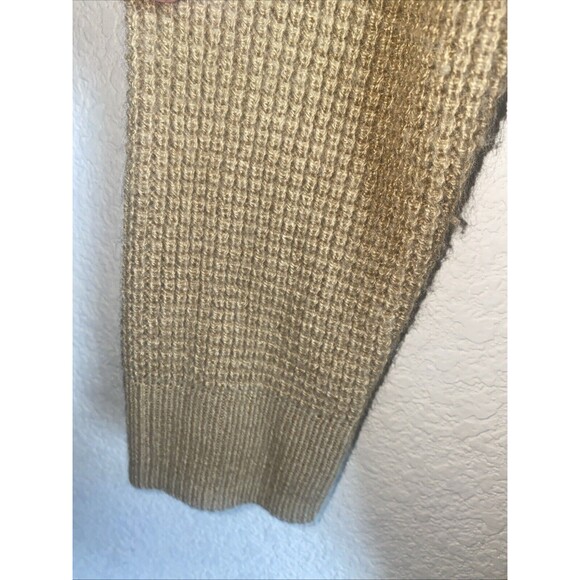 Michael KORS Women Long Knit Cardigan Wool Granny Pockets Camel Large Preppy - Picture 4 of 10